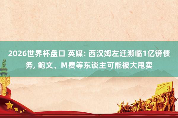 2026世界杯盘口 英媒: 西汉姆左迁濒临1亿镑债务， 鲍文、M费等东谈主可能被大甩卖