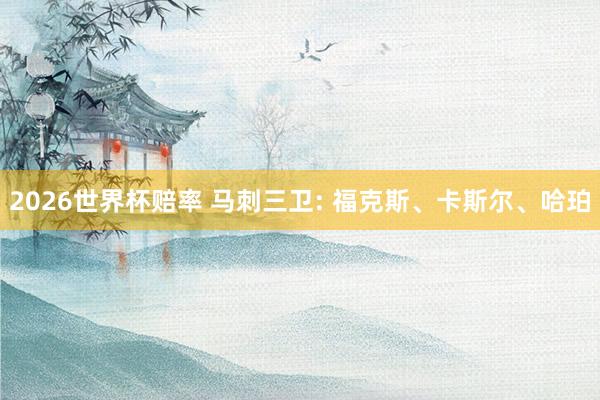 2026世界杯赔率 马刺三卫: 福克斯、卡斯尔、哈珀
