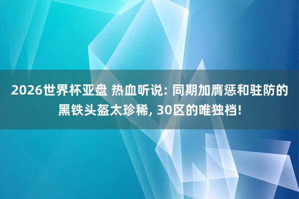 2026世界杯亚盘 热血听说: 同期加膺惩和驻防的黑铁头盔太珍稀， 30区的唯独档!