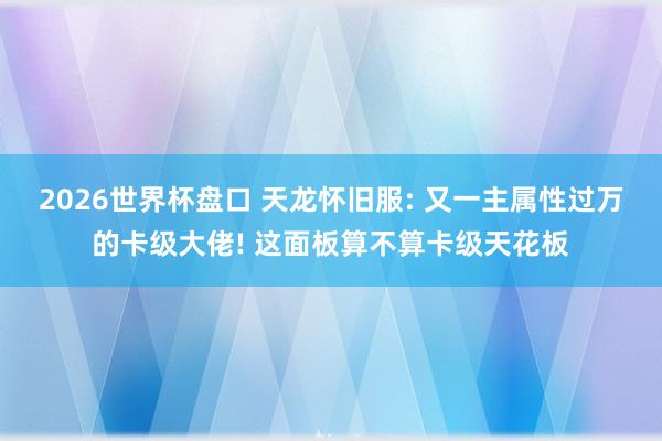 2026世界杯盘口 天龙怀旧服: 又一主属性过万的卡级大佬! 这面板算不算卡级天花板
