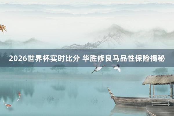2026世界杯实时比分 华胜修良马品性保险揭秘