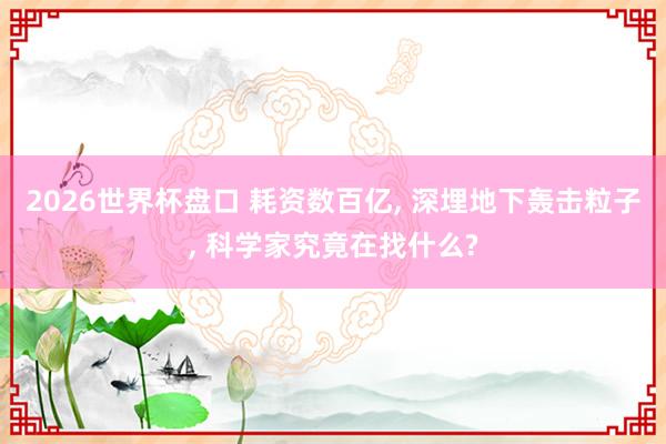 2026世界杯盘口 耗资数百亿， 深埋地下轰击粒子， 科学家究竟在找什么?
