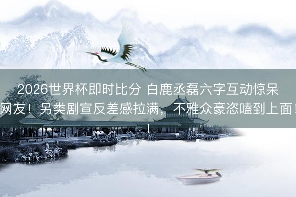 2026世界杯即时比分 白鹿丞磊六字互动惊呆网友!另类剧宣反差感拉满,不雅众豪恣嗑到上面!