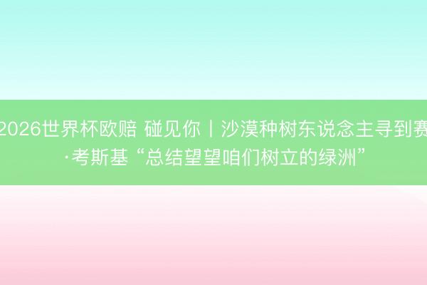 2026世界杯欧赔 碰见你丨沙漠种树东说念主寻到赛·考斯基 “总结望望咱们树立的绿洲”