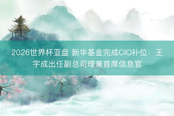 2026世界杯亚盘 新华基金完成CIO补位:王宇成出任副总司理兼首席信息官